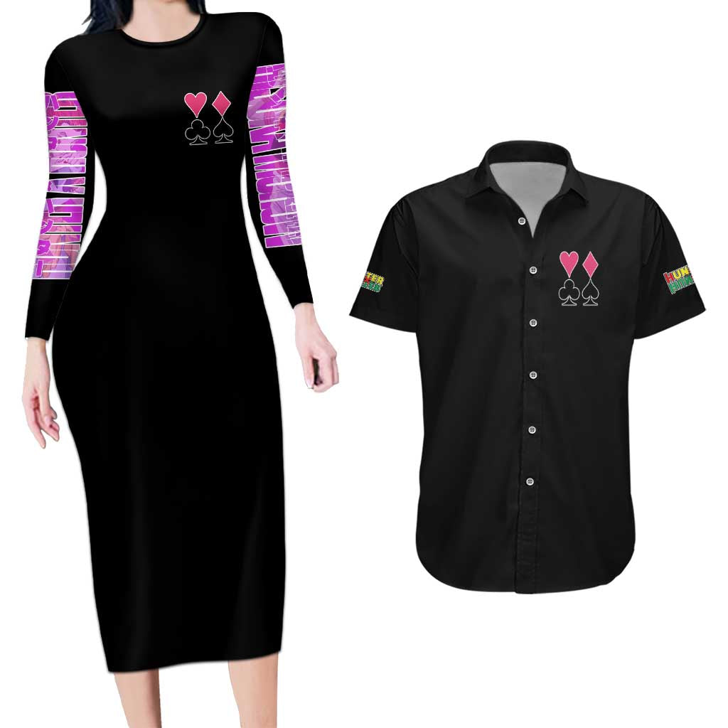 Hisoka Hunter x Hunter Couples Matching Long Sleeve Bodycon Dress and Hawaiian Shirt Anime Style