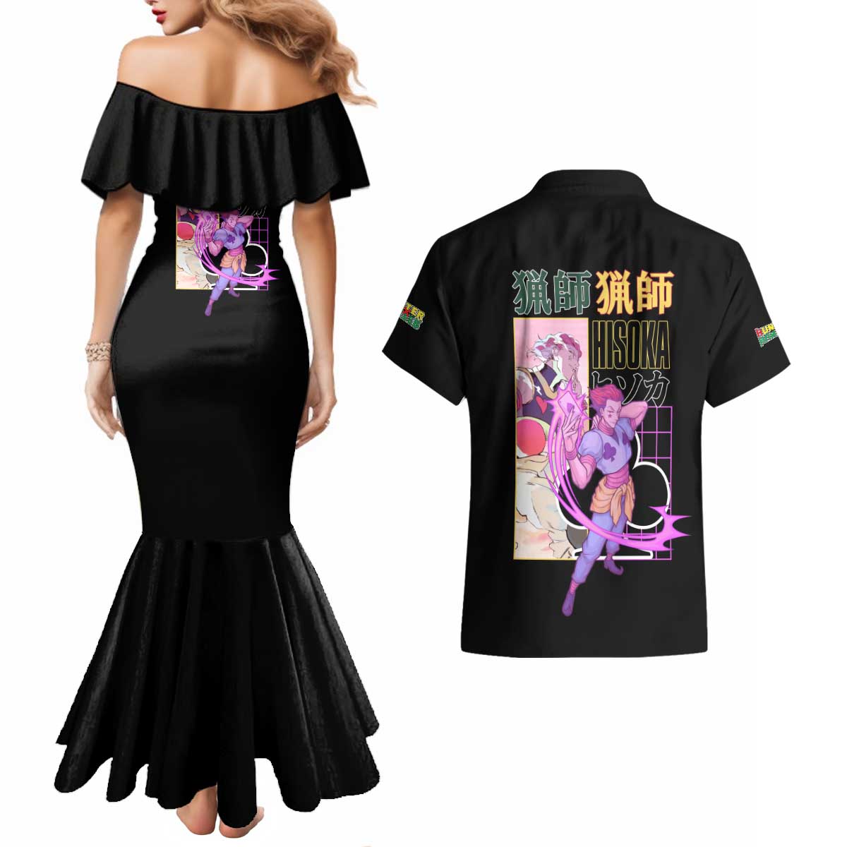 Hisoka Hunter x Hunter Couples Matching Mermaid Dress and Hawaiian Shirt Anime Style