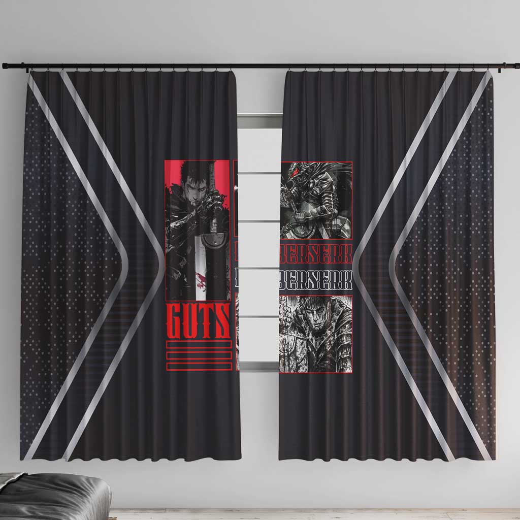 Guts Berserk Window Curtain with Black Red Dark Theme and Fierce Warrior Anime Design - The Mazicc