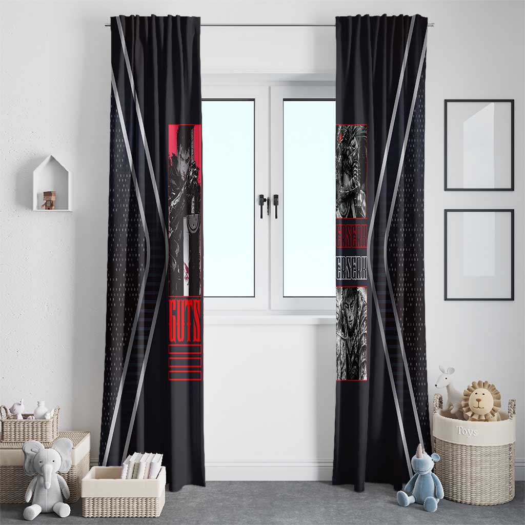 Guts Berserk Window Curtain with Black Red Dark Theme and Fierce Warrior Anime Design - The Mazicc