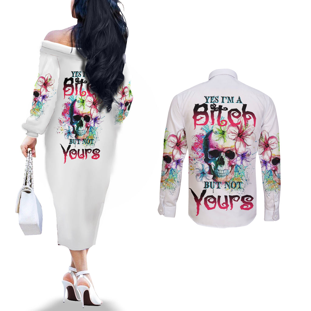 yes-im-a-b-but-not-yours-couples-matching-off-the-shoulder-long-sleeve-dress-and-long-sleeve-button-shirt