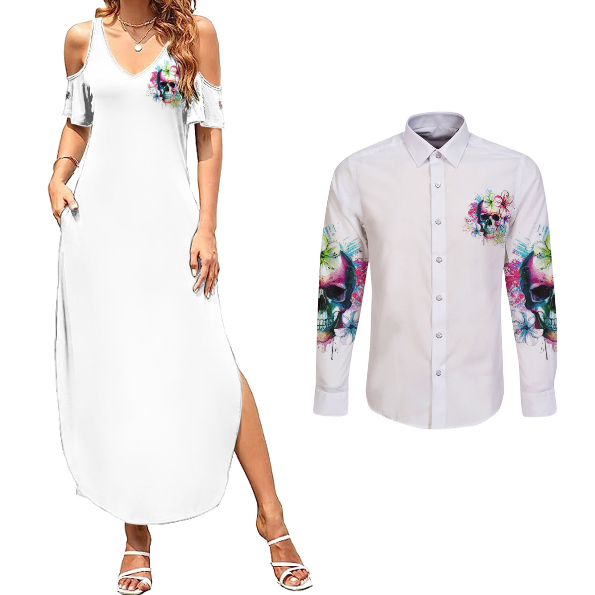 yes-im-a-b-but-not-yours-couples-matching-summer-maxi-dress-and-long-sleeve-button-shirt