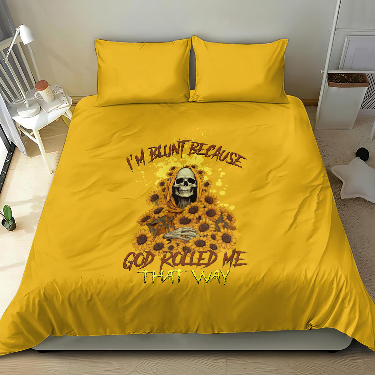 im-blunt-because-god-rolled-me-sunflower-reaper-bedding-set