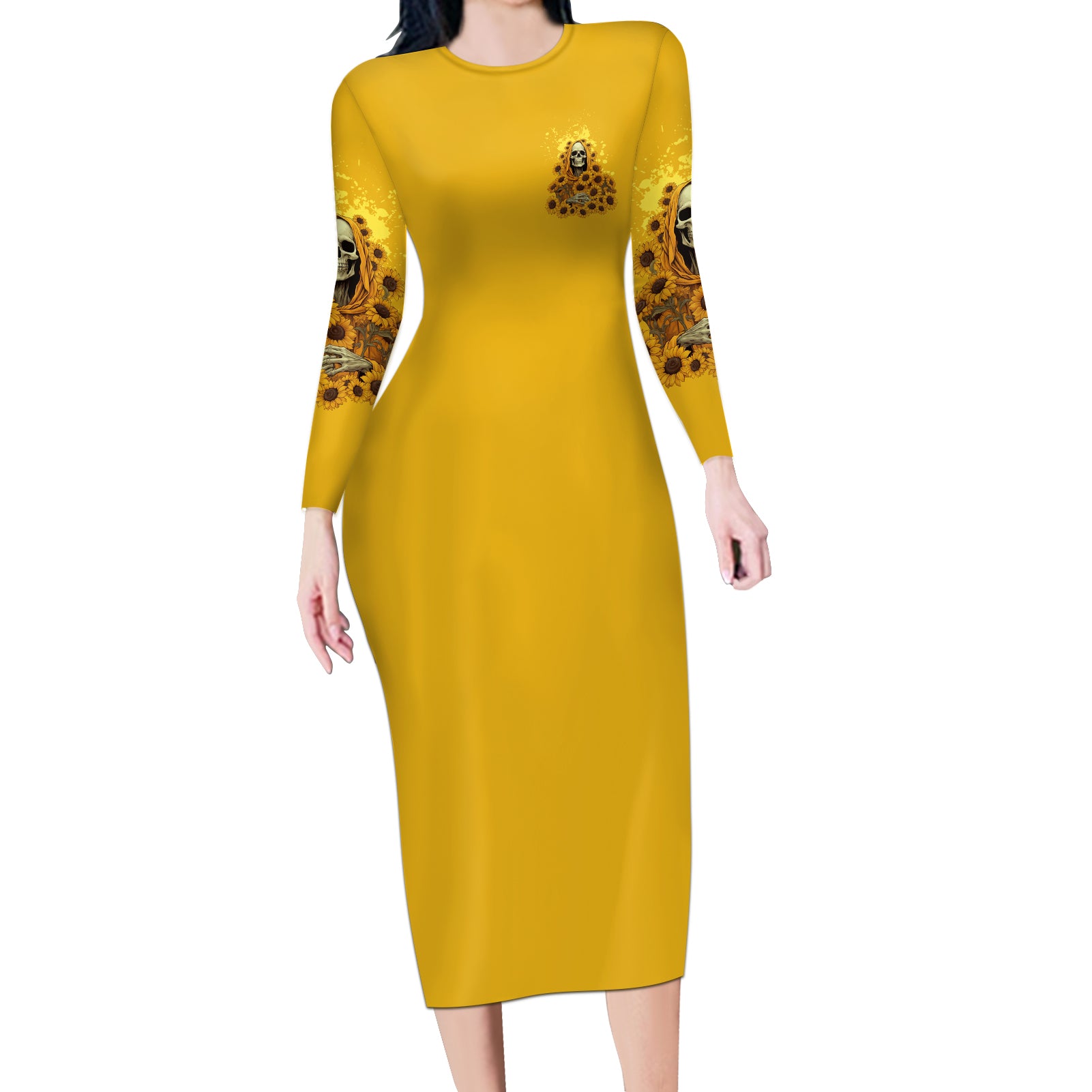 im-blunt-because-god-rolled-me-sunflower-reaper-long-sleeve-bodycon-dress