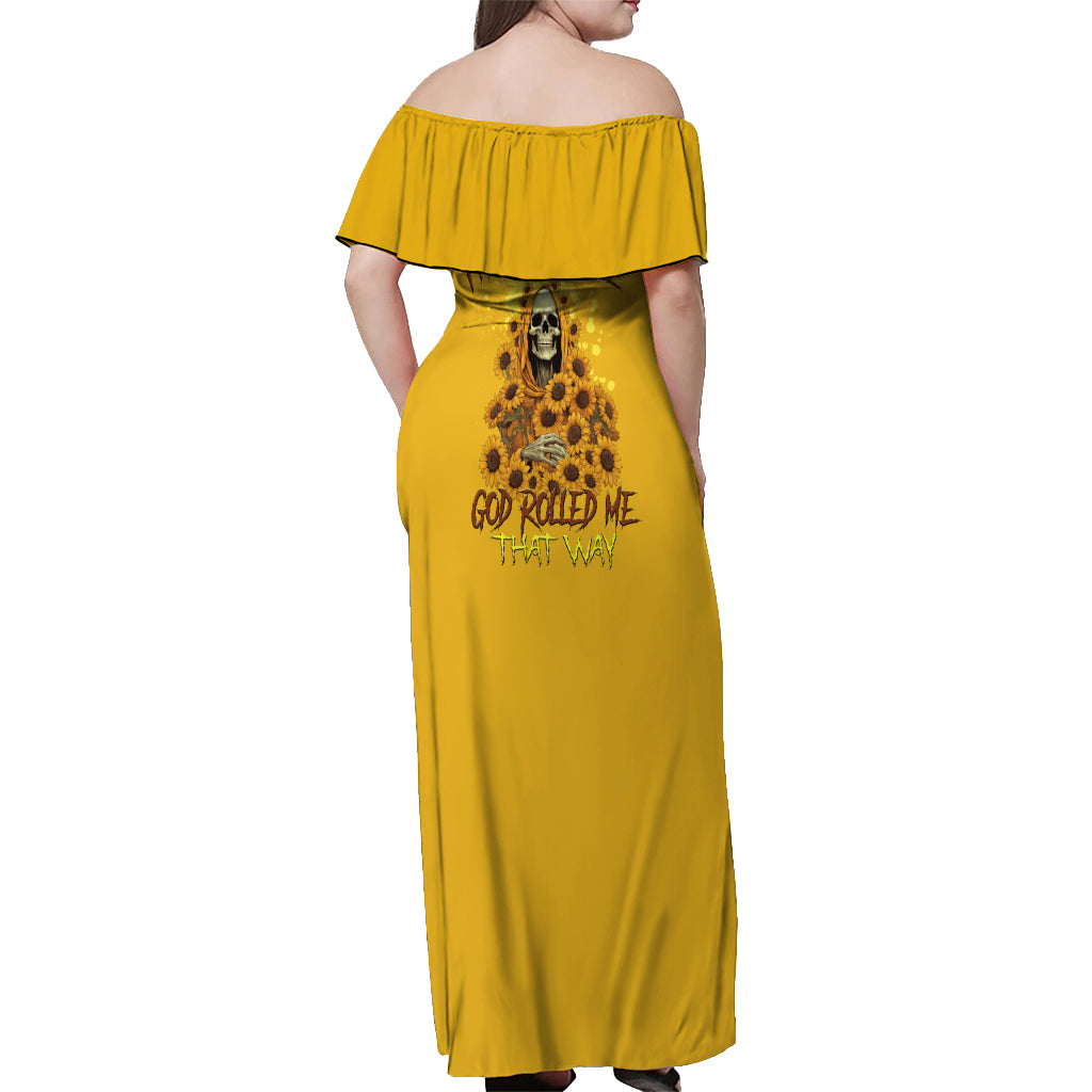 im-blunt-because-god-rolled-me-sunflower-reaper-off-shoulder-maxi-dress