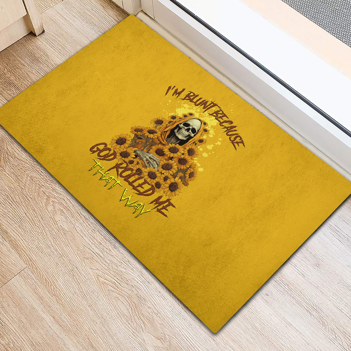 im-blunt-because-god-rolled-me-sunflower-reaper-rubber-doormat