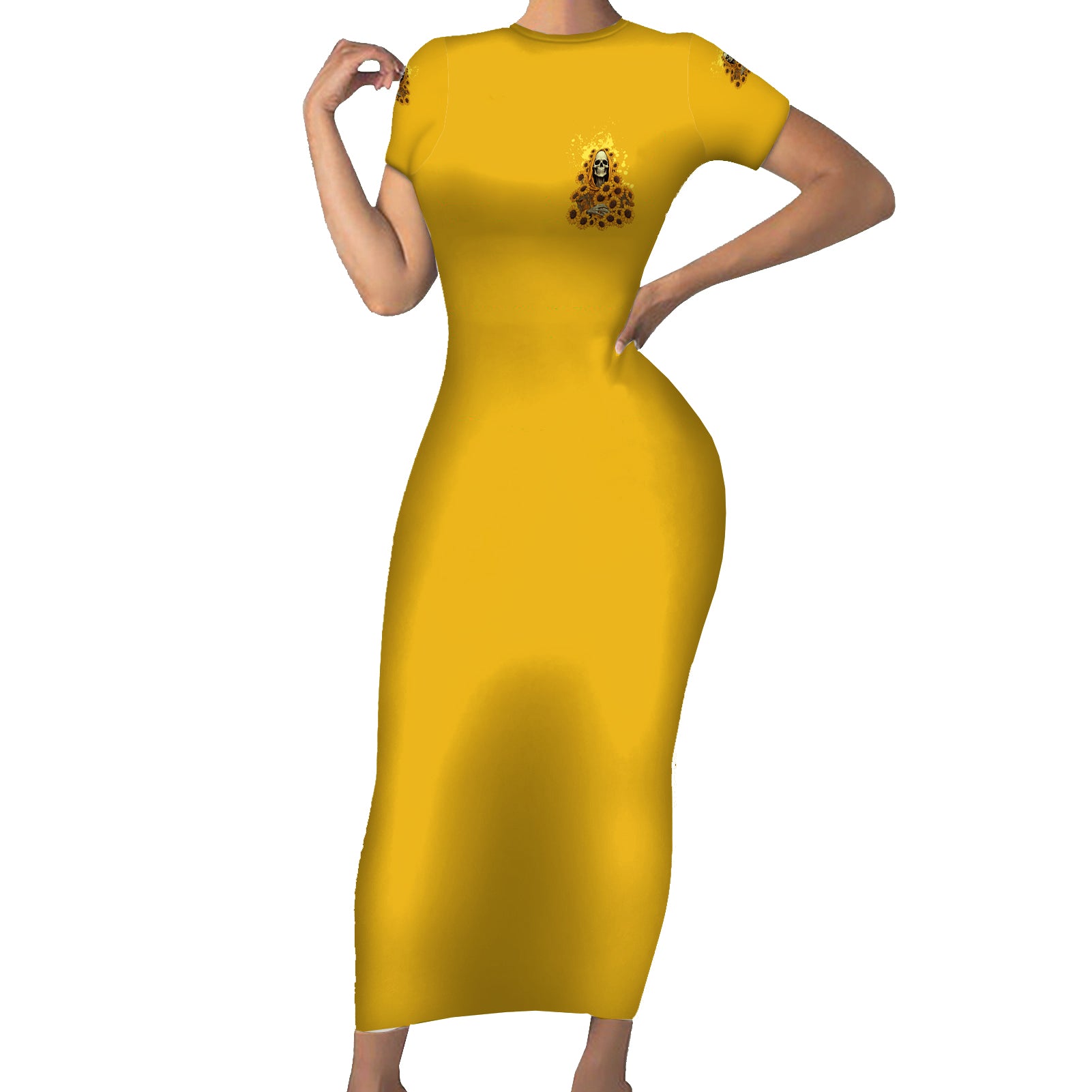 im-blunt-because-god-rolled-me-sunflower-reaper-short-sleeve-bodycon-dress