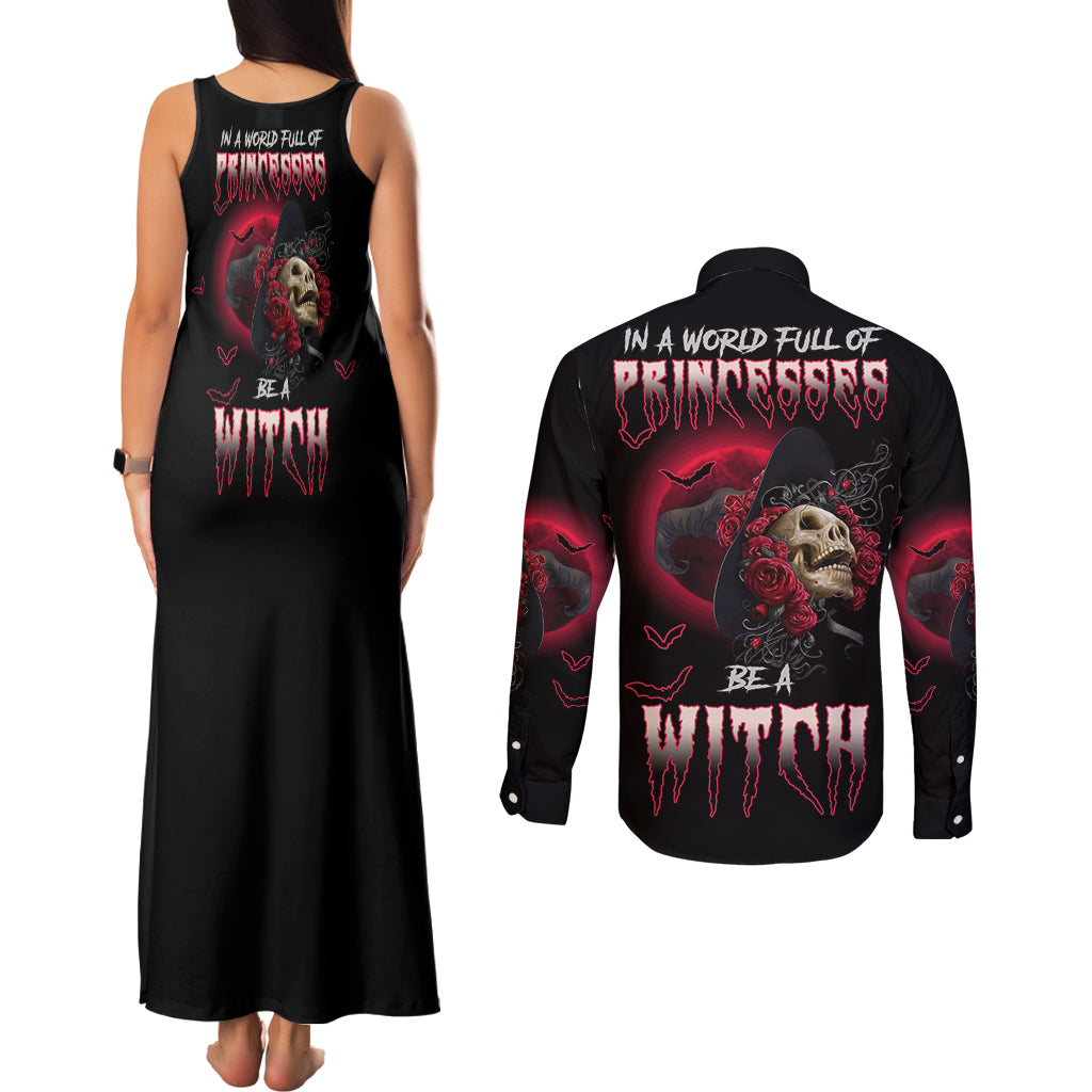 in-a-world-full-of-princesses-be-a-witch-rose-skull-couples-matching-tank-maxi-dress-and-long-sleeve-button-shirt