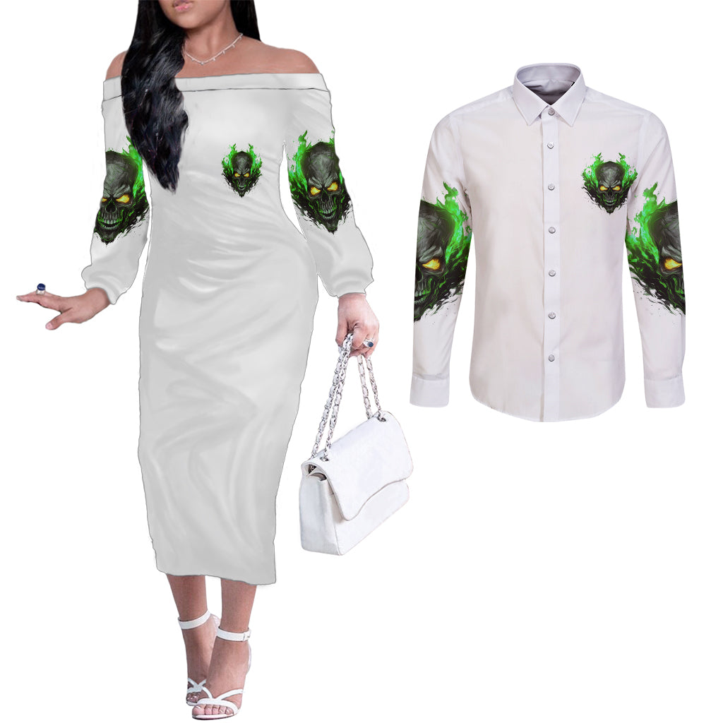 i-cant-go-to-hell-fire-eyes-skull-couples-matching-off-the-shoulder-long-sleeve-dress-and-long-sleeve-button-shirt