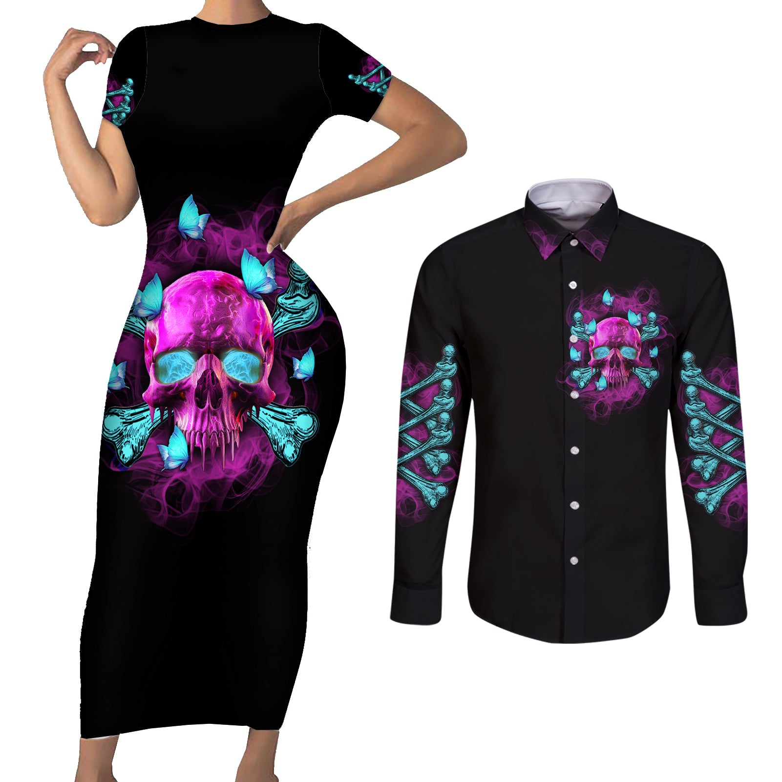 in-my-defense-i-was-left-unsupervised-couples-matching-short-sleeve-bodycon-dress-and-long-sleeve-button-shirt