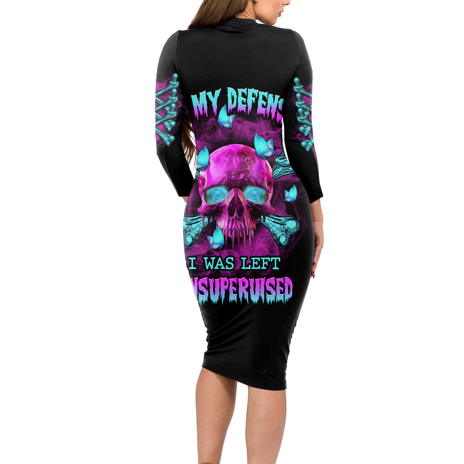 in-my-defense-i-was-left-unsupervised-long-sleeve-bodycon-dress