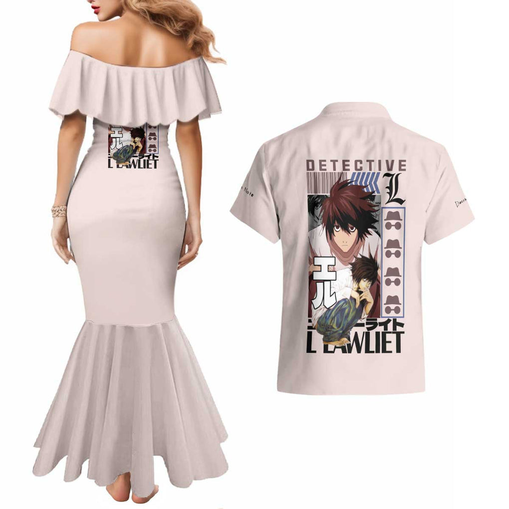 L Death Note Couples Matching Mermaid Dress and Hawaiian Shirt Anime Style