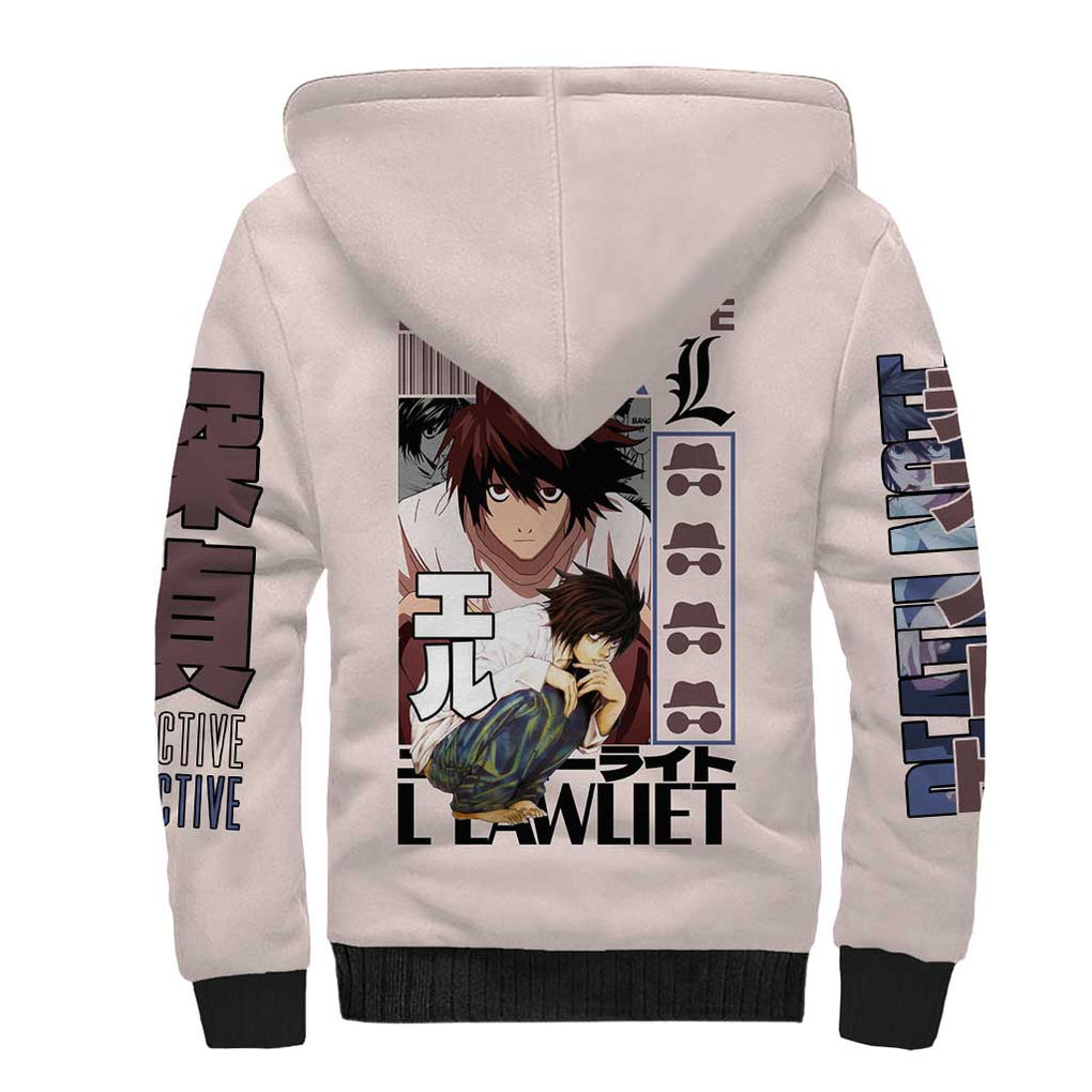 L Death Note Sherpa Hoodie Anime Style