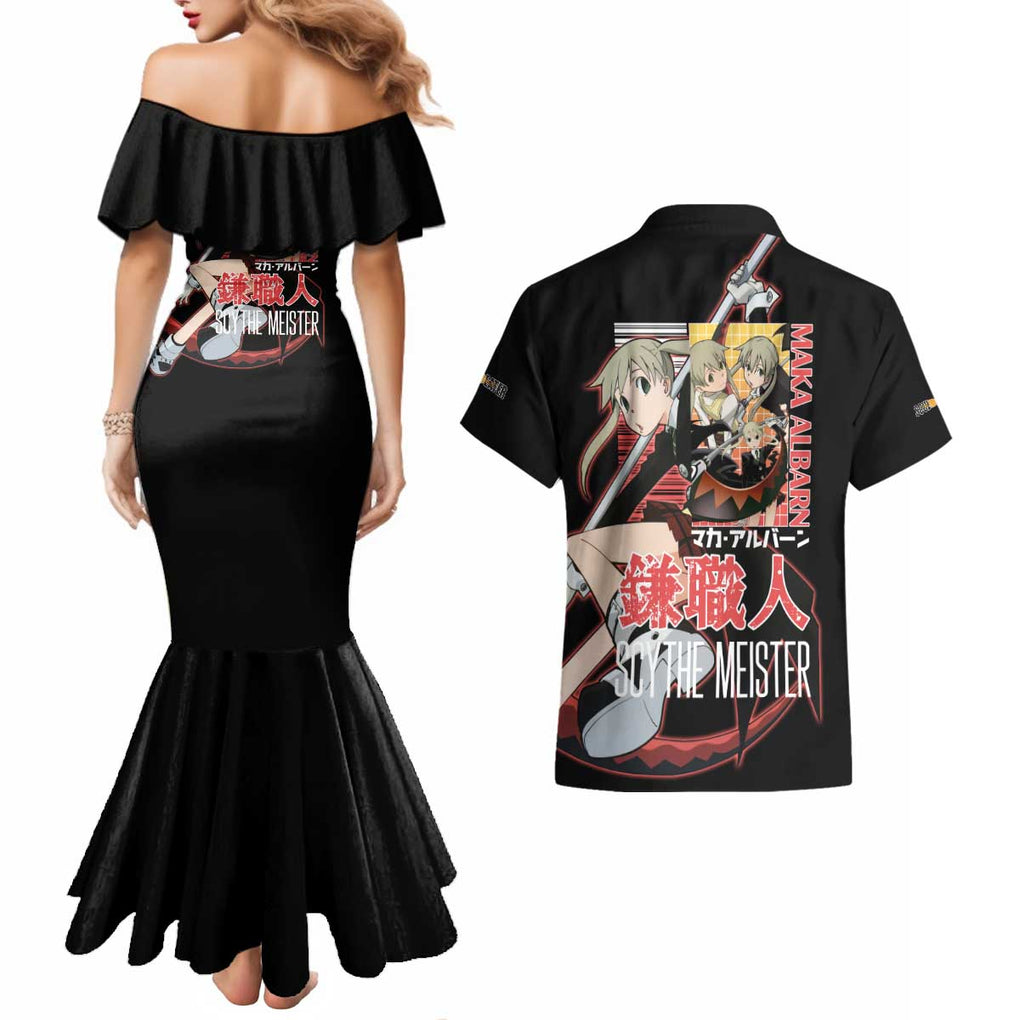 Maka Albarn Soul Eater Couples Matching Mermaid Dress and Hawaiian Shirt Anime Style