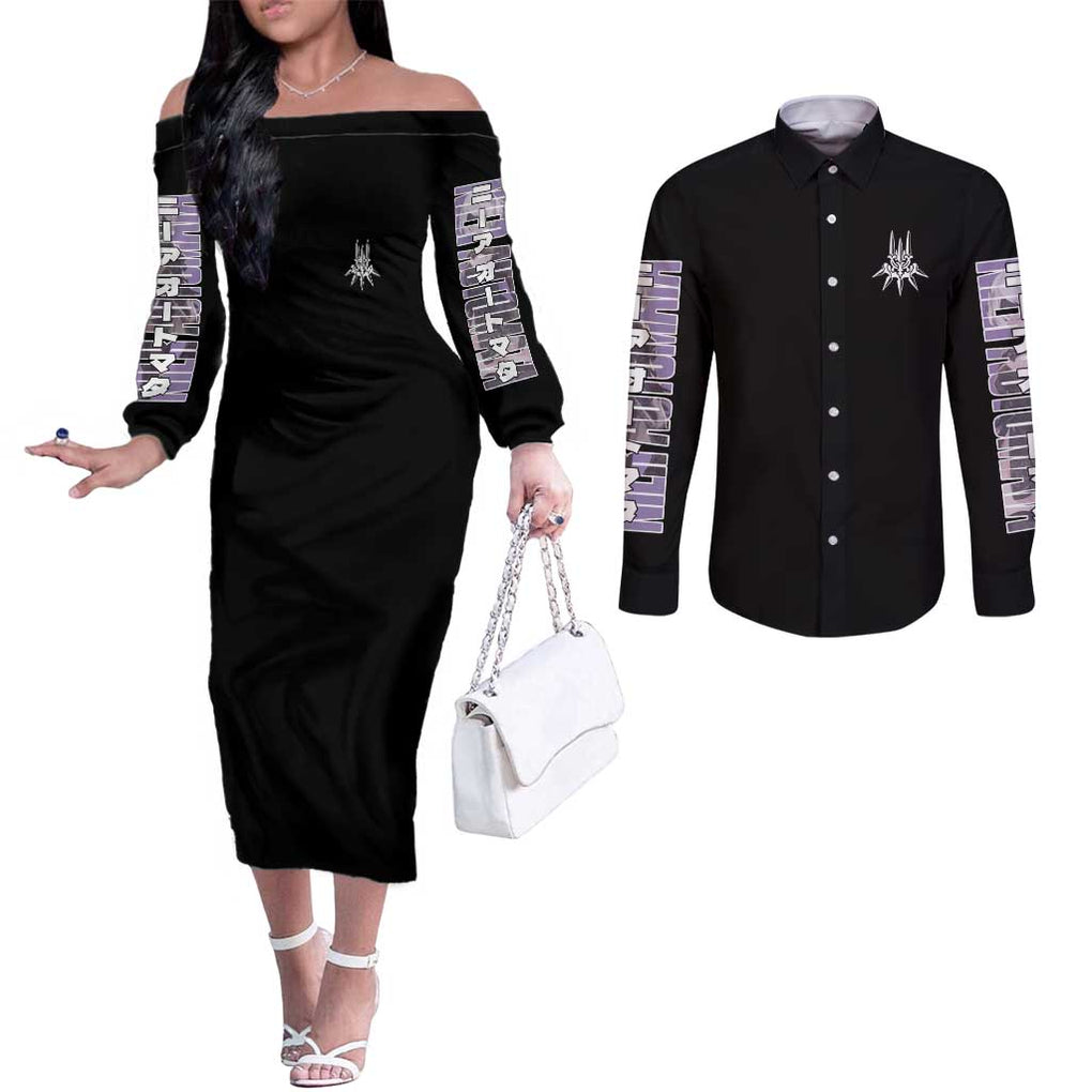 2B Nier Automata Couples Matching Off The Shoulder Long Sleeve Dress and Long Sleeve Button Shirt Anime Style