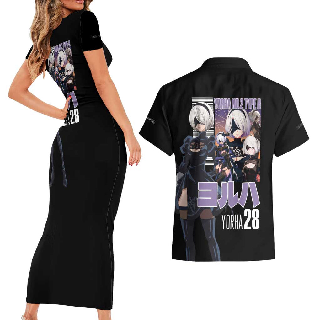 2B Nier Automata Couples Matching Short Sleeve Bodycon Dress and Hawaiian Shirt Anime Style