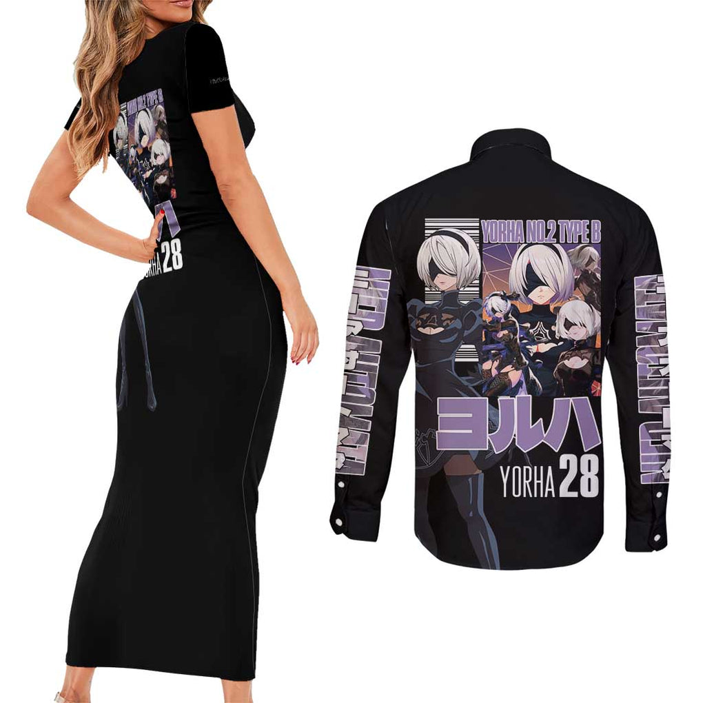 2B Nier Automata Couples Matching Short Sleeve Bodycon Dress and Long Sleeve Button Shirt Anime Style
