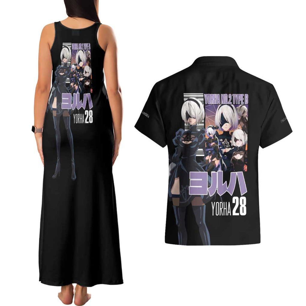 2B Nier Automata Couples Matching Tank Maxi Dress and Hawaiian Shirt Anime Style