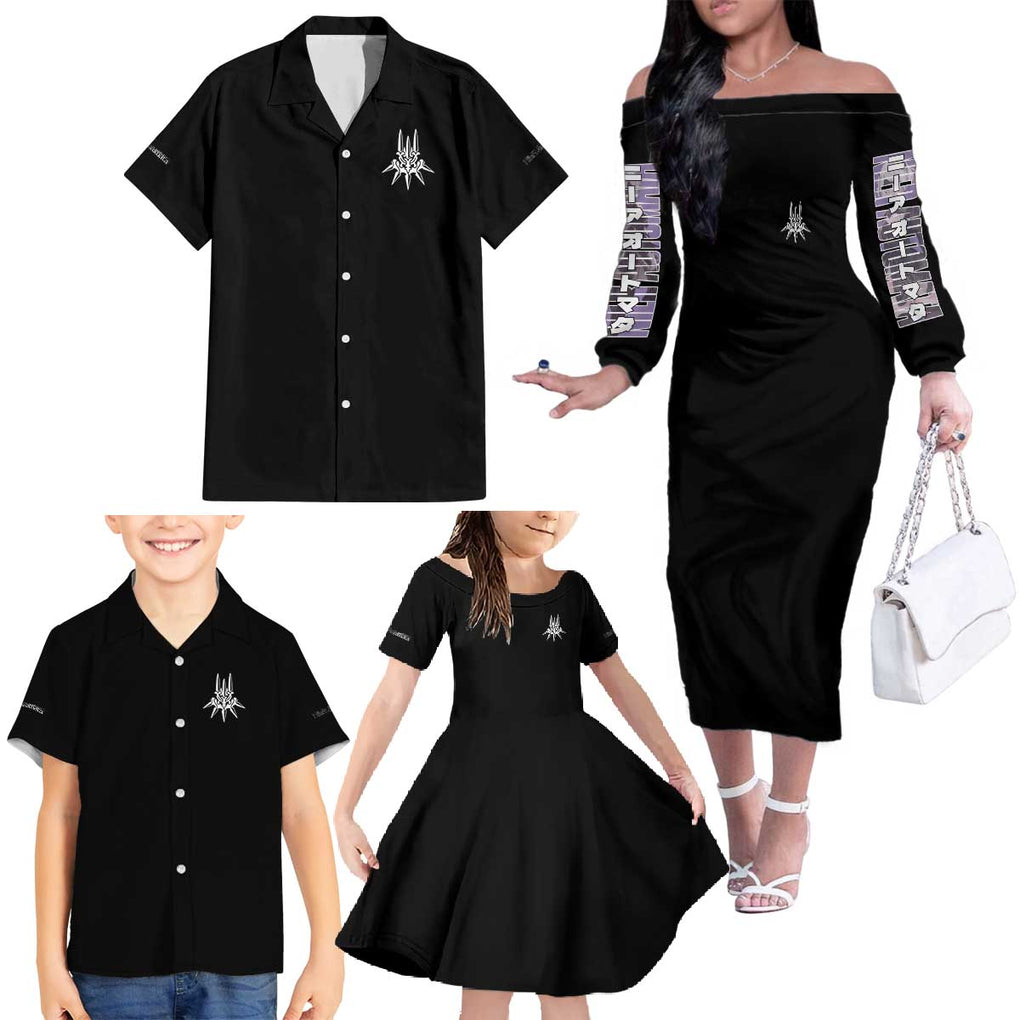 2B Nier Automata Family Matching Off The Shoulder Long Sleeve Dress and Hawaiian Shirt Anime Style