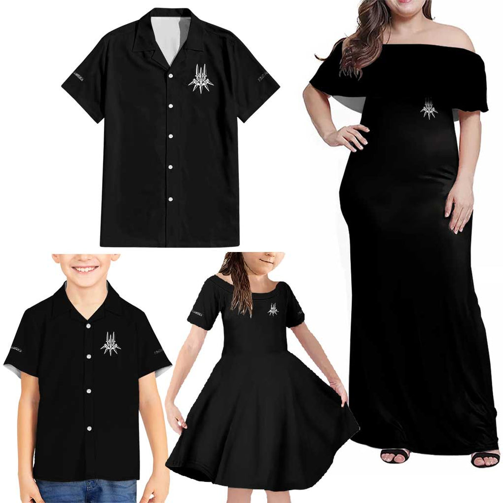 2B Nier Automata Family Matching Off Shoulder Maxi Dress and Hawaiian Shirt Anime Style