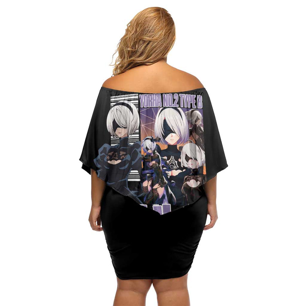 2B Nier Automata Family Matching Off Shoulder Short Dress and Hawaiian Shirt Anime Style
