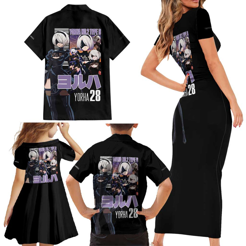 2B Nier Automata Family Matching Short Sleeve Bodycon Dress and Hawaiian Shirt Anime Style