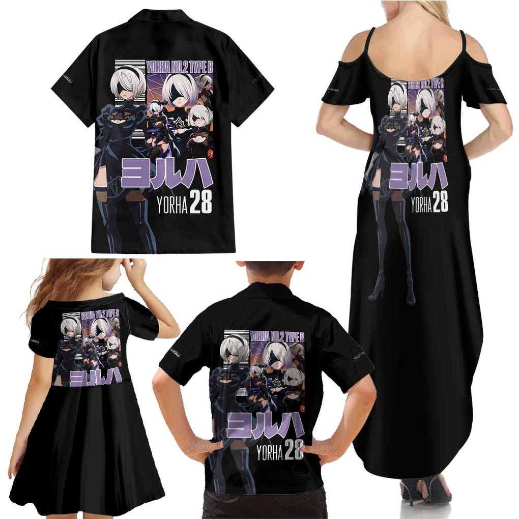 2B Nier Automata Family Matching Summer Maxi Dress and Hawaiian Shirt Anime Style