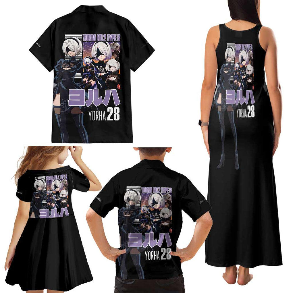 2B Nier Automata Family Matching Tank Maxi Dress and Hawaiian Shirt Anime Style