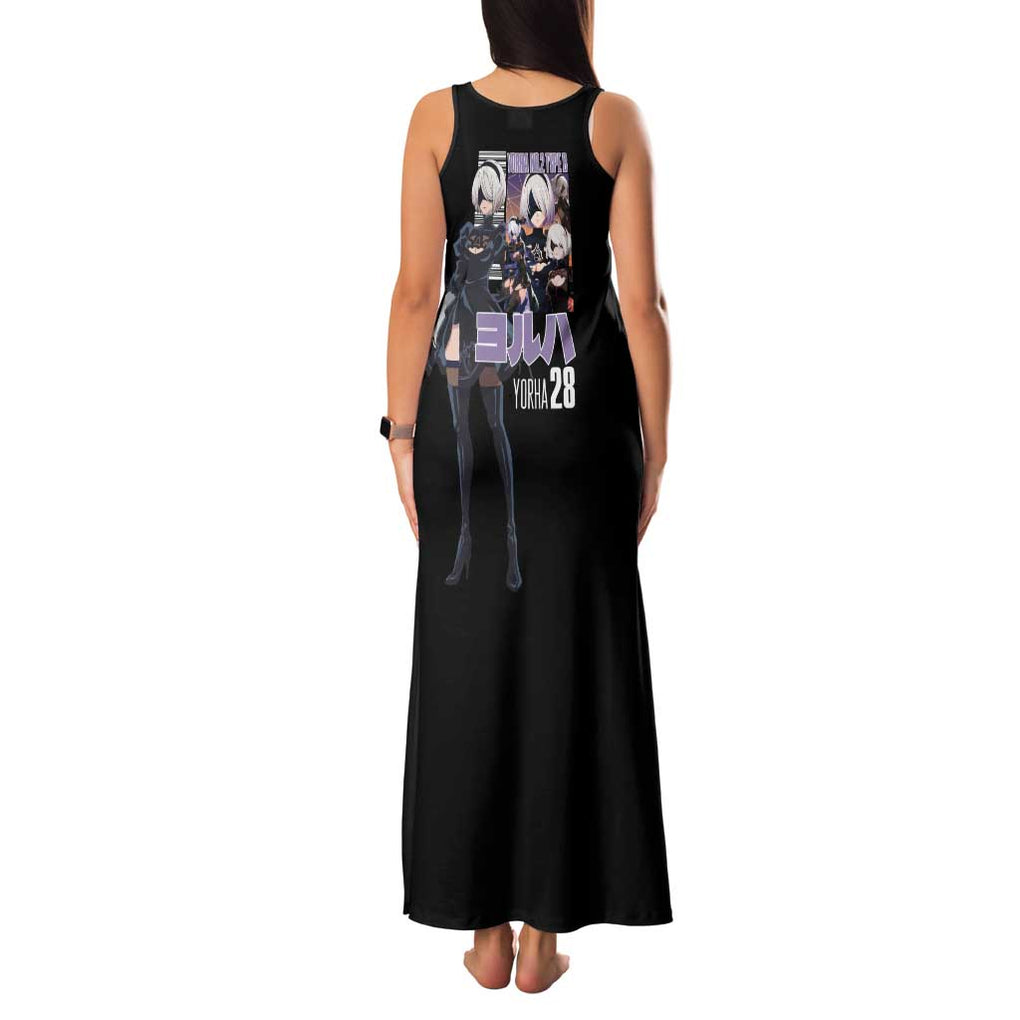 2B Nier Automata Family Matching Tank Maxi Dress and Hawaiian Shirt Anime Style
