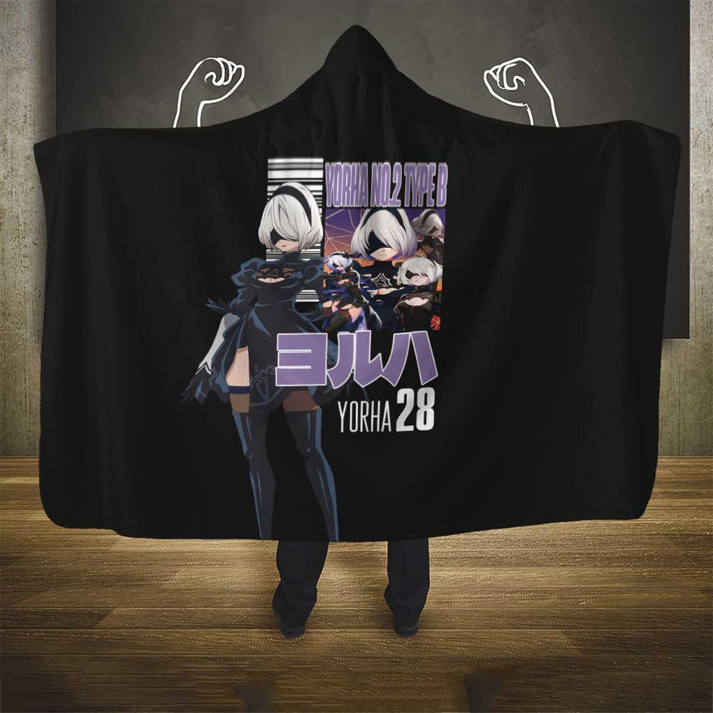 2B Nier Automata Hooded Blanket Anime Style