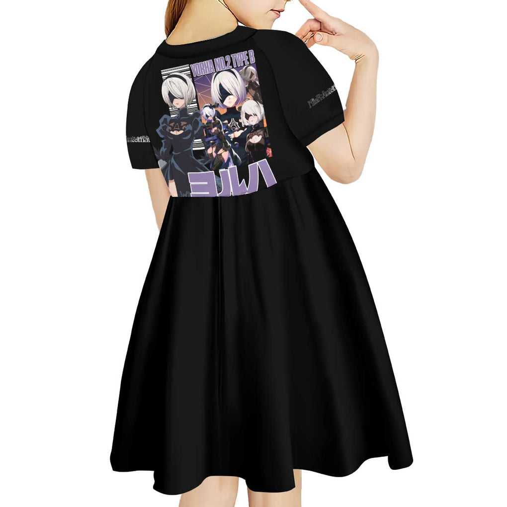2B Nier Automata Kid Short Sleeve Dress Anime Style