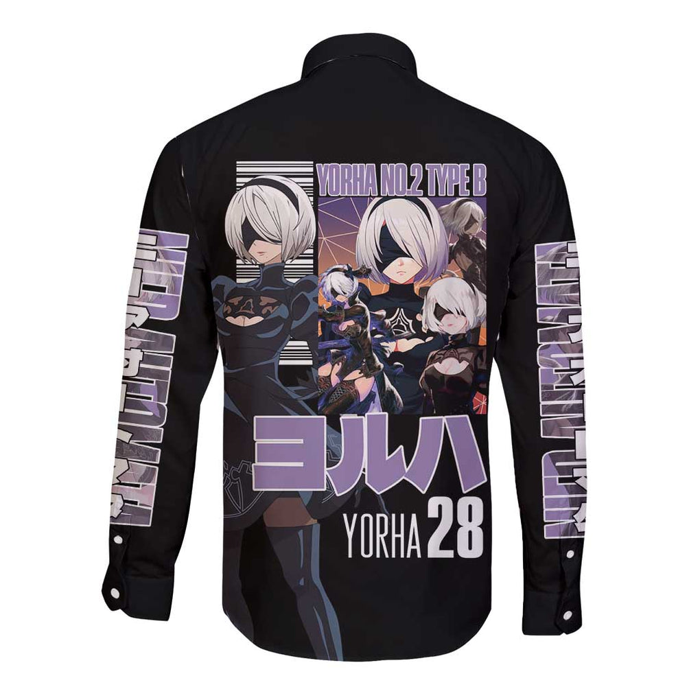 2B Nier Automata Long Sleeve Button Shirt Anime Style