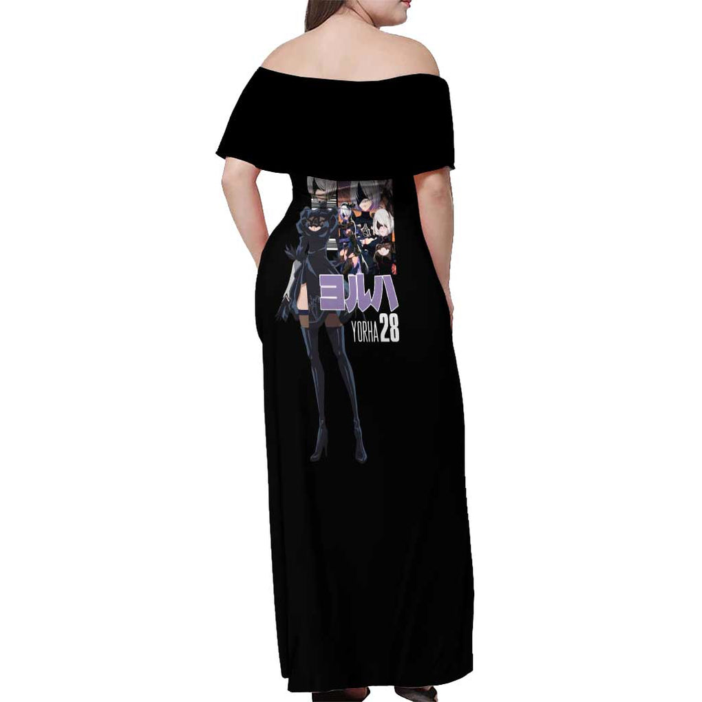 2B Nier Automata Off Shoulder Maxi Dress Anime Style