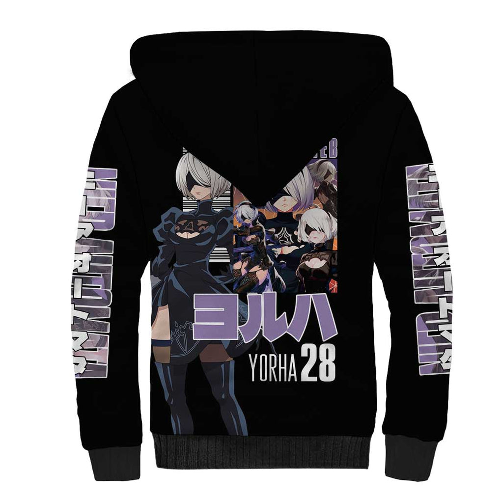 2B Nier Automata Sherpa Hoodie Anime Style