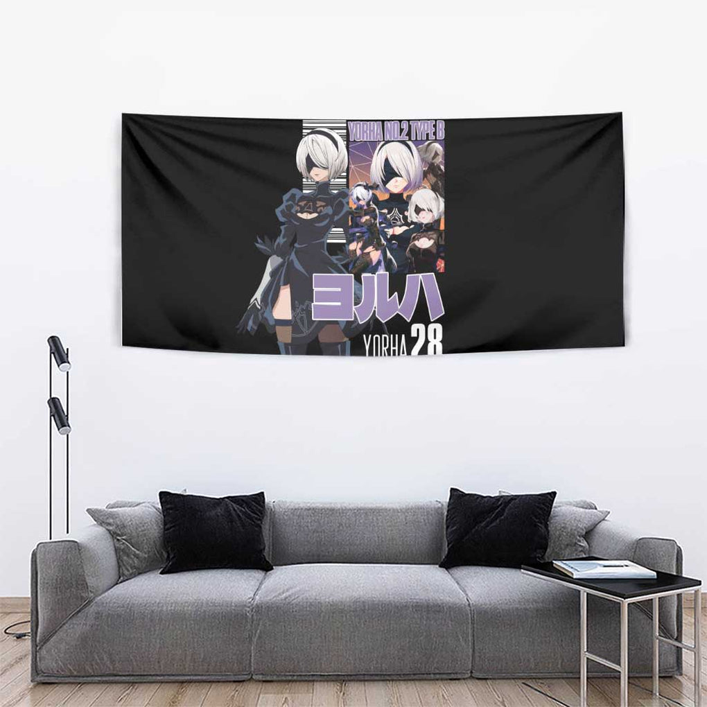 2B Nier Automata Tapestry Anime Style