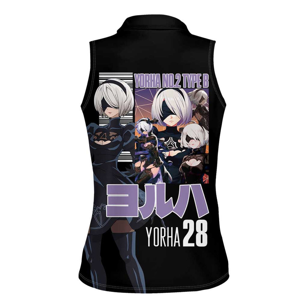 2B Nier Automata Women Sleeveless Polo Shirt Anime Style