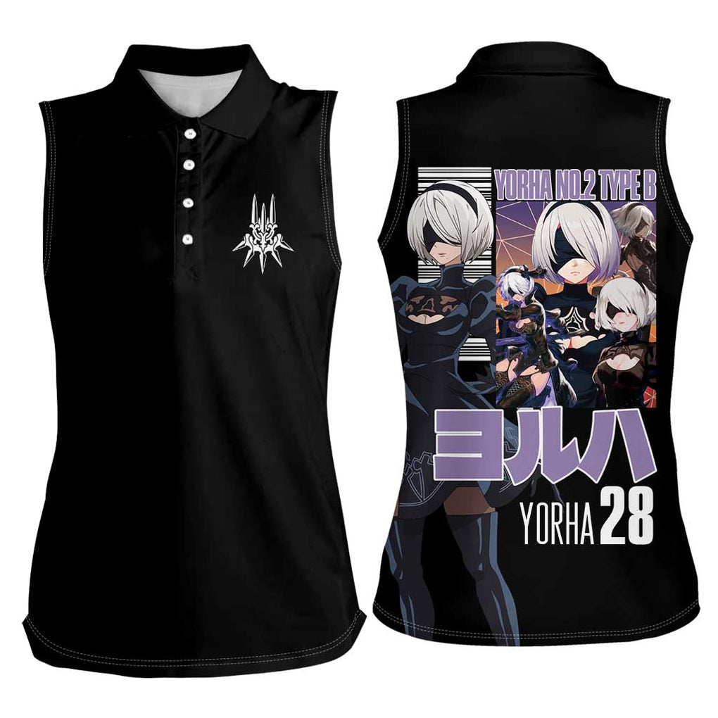 2B Nier Automata Women Sleeveless Polo Shirt Anime Style