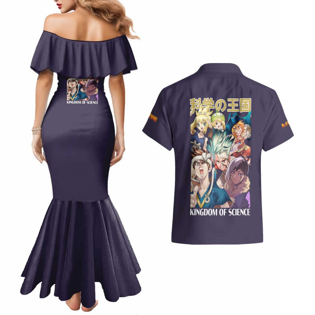 Kingdom of Science Dr. Stone Couples Matching Mermaid Dress and Hawaiian Shirt Anime Style