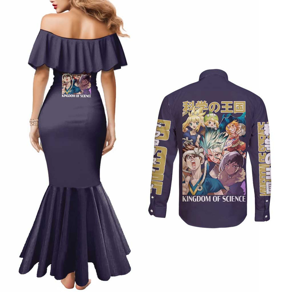 Kingdom of Science Dr. Stone Couples Matching Mermaid Dress and Long Sleeve Button Shirt Anime Style