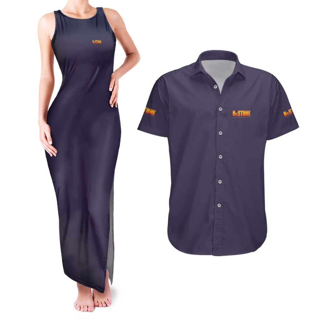 Kingdom of Science Dr. Stone Couples Matching Tank Maxi Dress and Hawaiian Shirt Anime Style