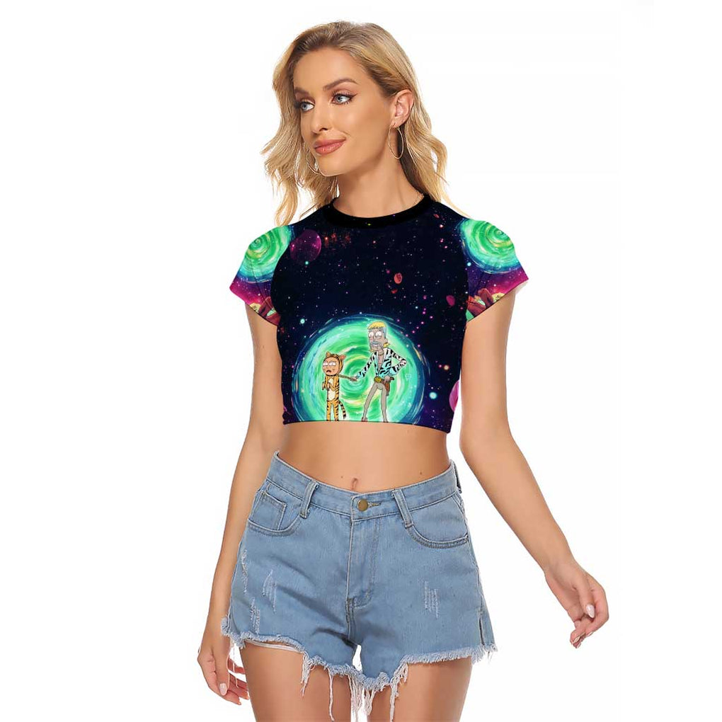 Rick and Morty Tiger King Raglan Cropped T Shirt Trippy Style