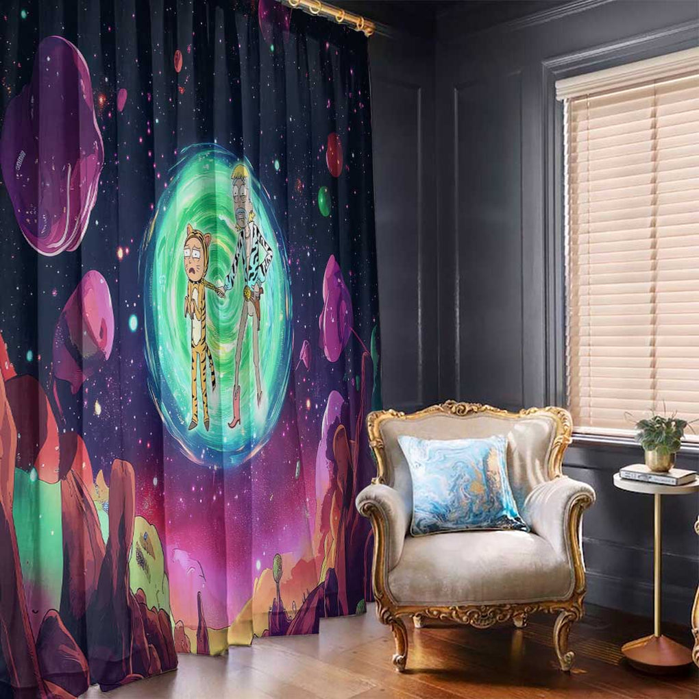 Rick and Morty Tiger King Window Curtain Trippy Style