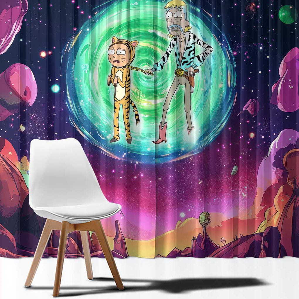 Rick and Morty Tiger King Window Curtain Trippy Style