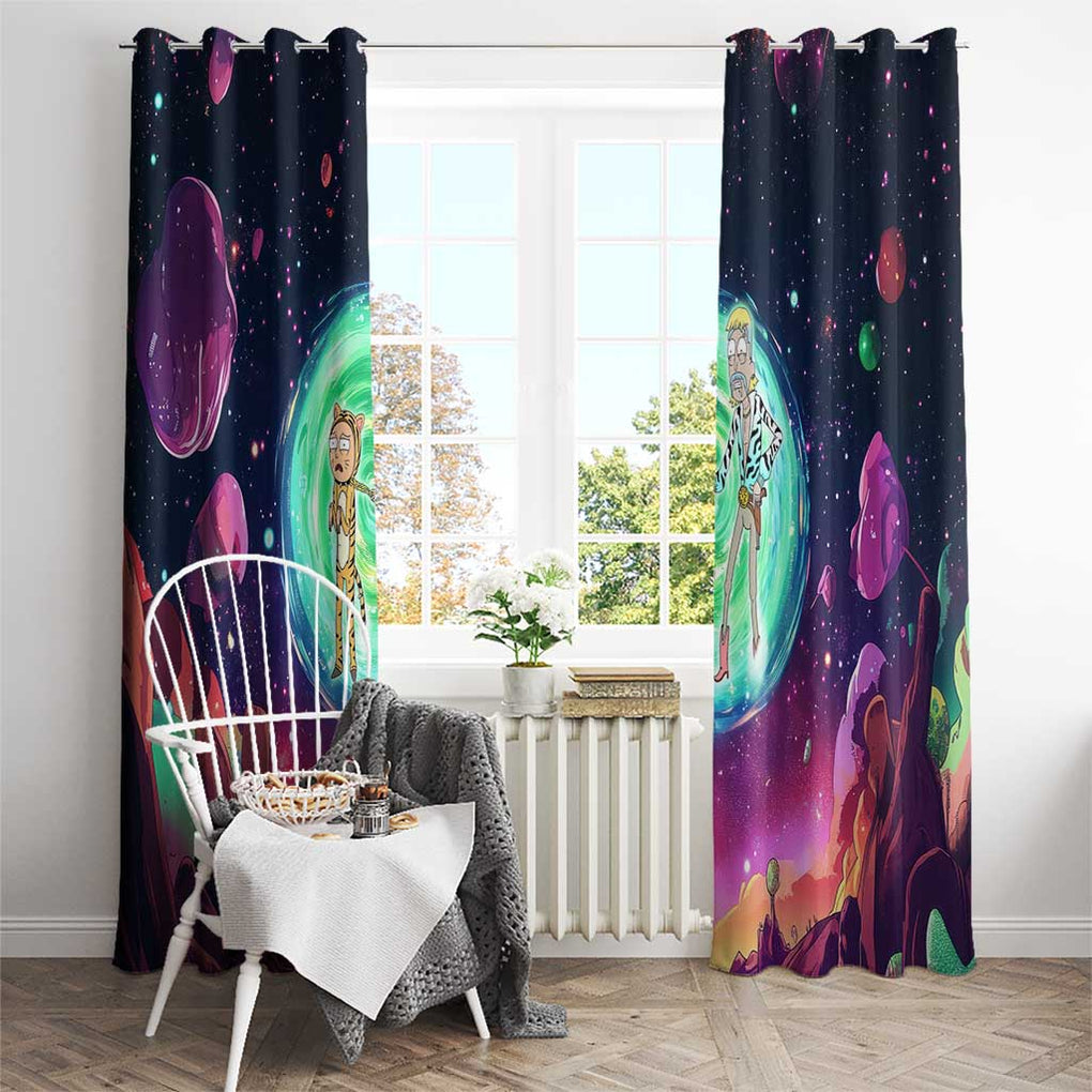 Rick and Morty Tiger King Window Curtain Trippy Style