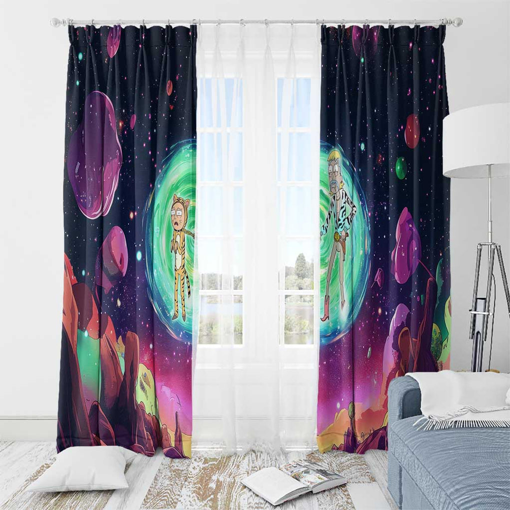 Rick and Morty Tiger King Window Curtain Trippy Style