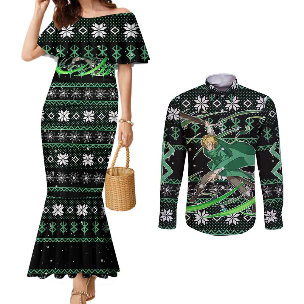 Serpico - Berserk Couples Matching Mermaid Dress and Long Sleeve Button Shirt Anime Mix Christmas Style