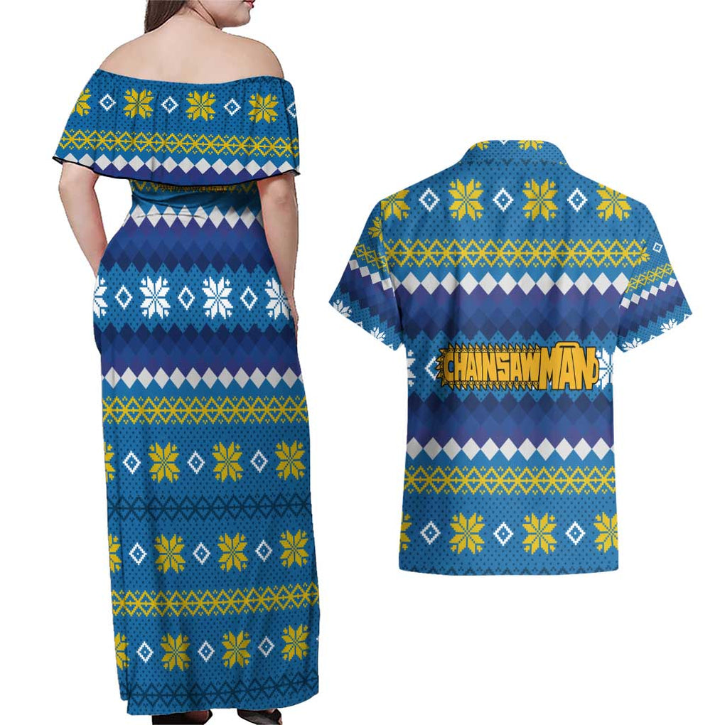 Power - Chainsaw Man Couples Matching Off Shoulder Maxi Dress and Hawaiian Shirt Anime Mix Christmas Style