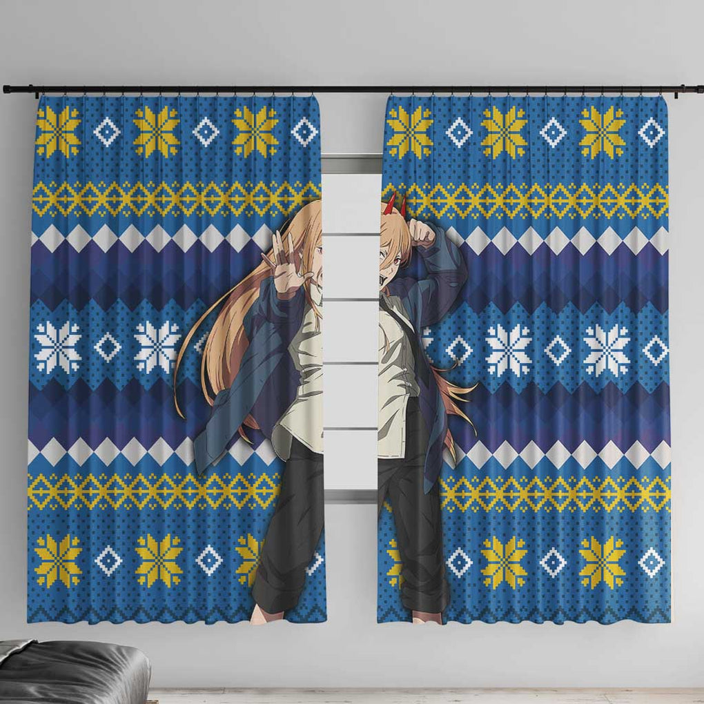 Power - Chainsaw Man Window Curtain Anime Mix Christmas Style