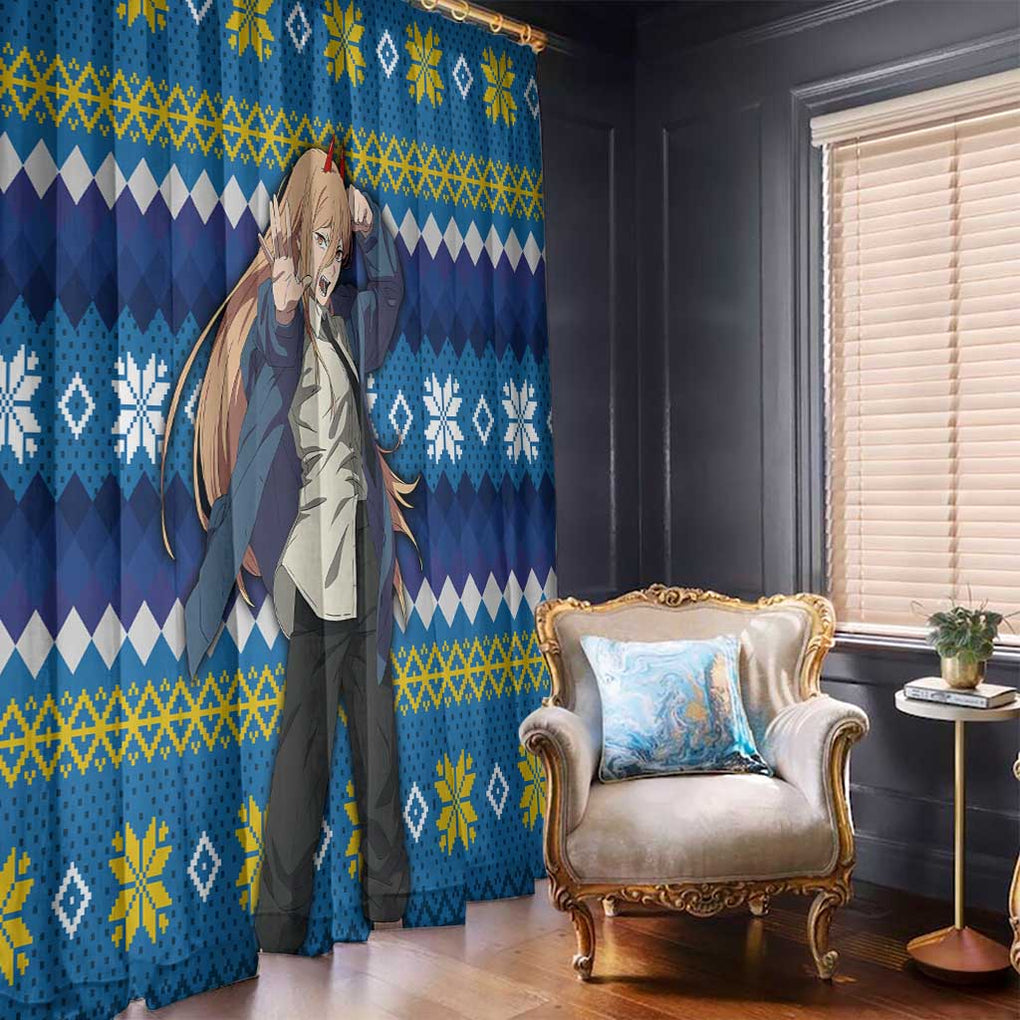 Power - Chainsaw Man Window Curtain Anime Mix Christmas Style
