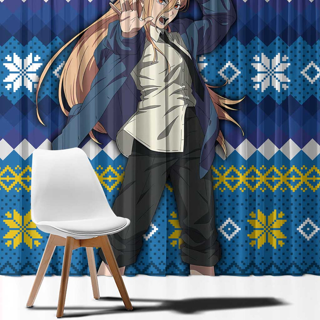 Power - Chainsaw Man Window Curtain Anime Mix Christmas Style